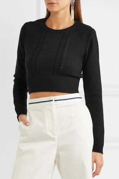 Shop Victor Glemaud Cropped Open-back Cotton And Cashmere-blend Sweater In Black
