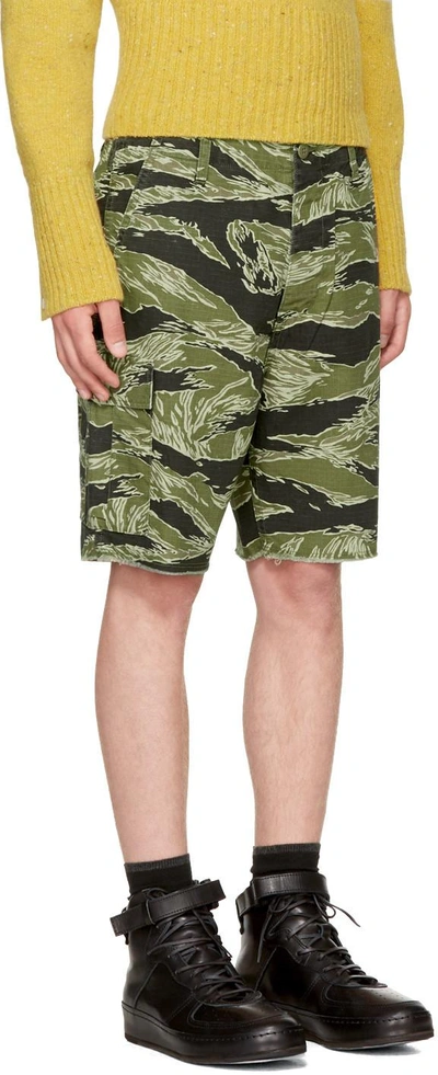 Green Jungle Army Shorts In Tiger Camo