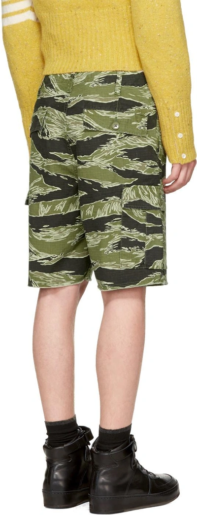 Green Jungle Army Shorts In Tiger Camo