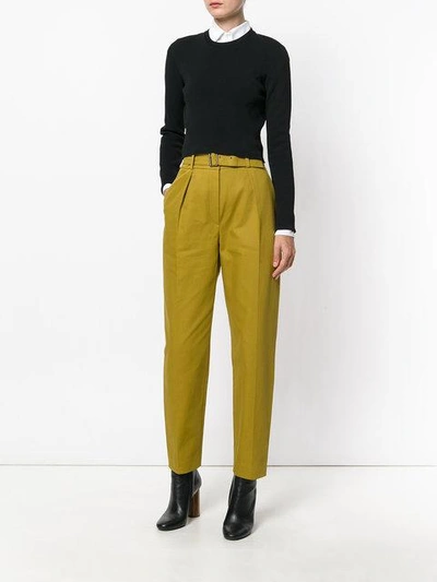 Shop Kenzo Belted Tailored Trousers In Brown