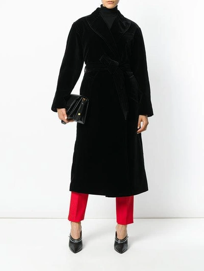 Shop Alberta Ferretti Oversized Belted Coat - Black