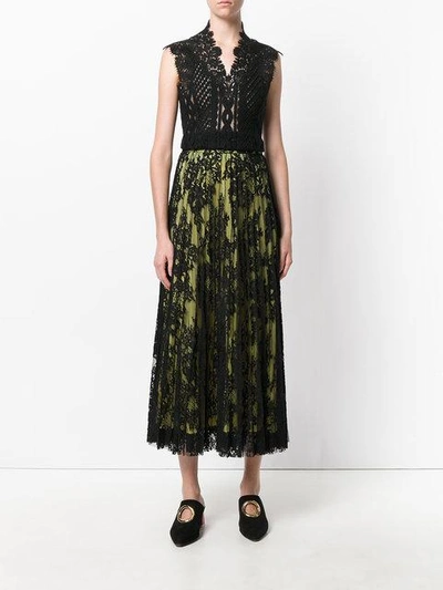 Ermanno Scervino Pleated Lace Layered Skirt | ModeSens