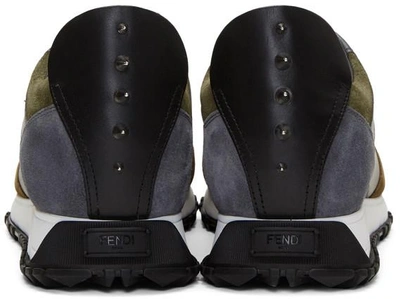 Shop Fendi Navy And Grey Bag Bugs Sneakers In F07ou Navy/grey