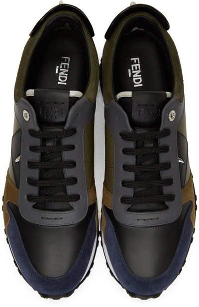 Shop Fendi Navy And Grey Bag Bugs Sneakers In F07ou Navy/grey