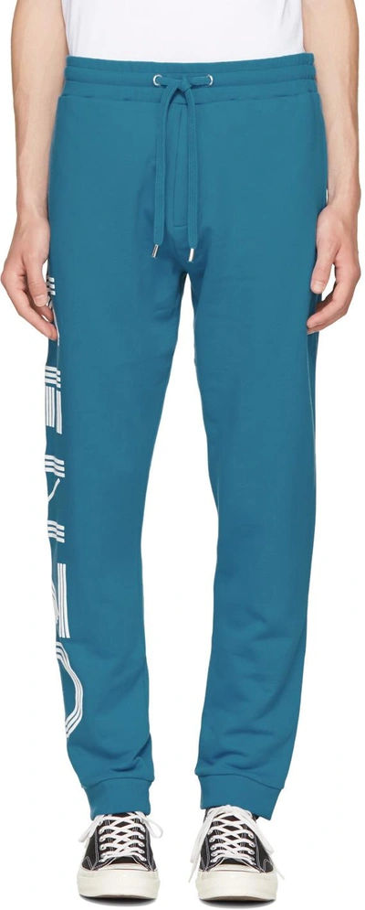 Shop Kenzo Blue Logo Jogpant Lounge Pants In 73 Duck Blue