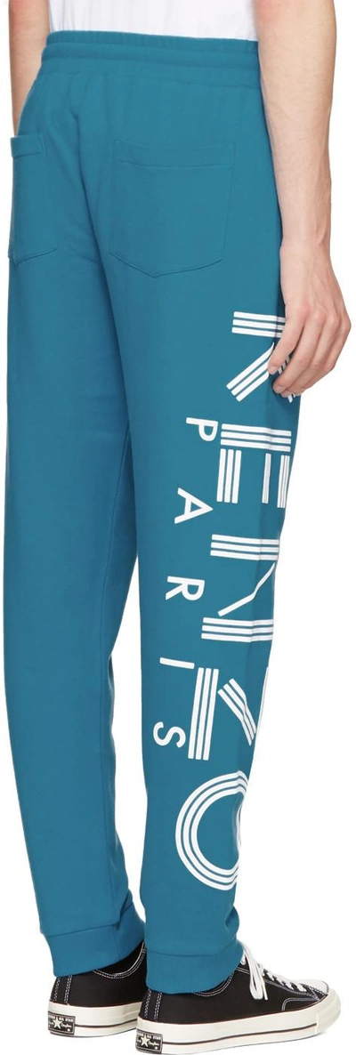 Shop Kenzo Blue Logo Jogpant Lounge Pants In 73 Duck Blue
