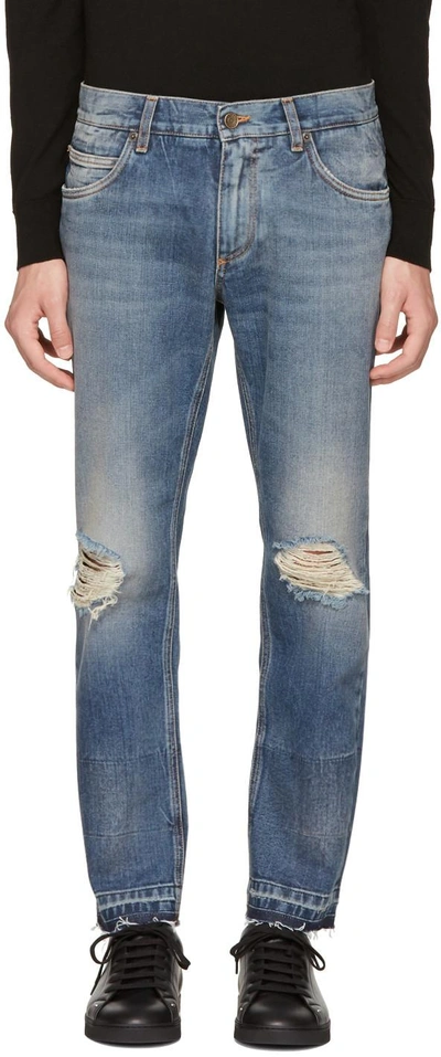 Shop Dolce & Gabbana Blue Distressed Jeans