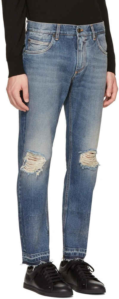 Shop Dolce & Gabbana Blue Distressed Jeans