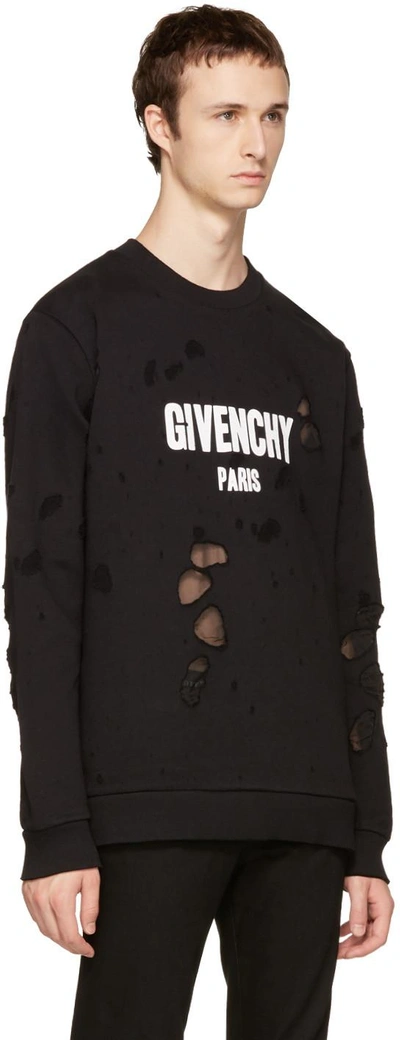 Shop Givenchy Black Distressed Logo Sweatshirt In 001 Black