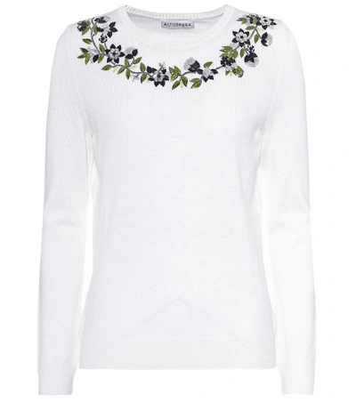Shop Altuzarra Hermione Sequinned Wool Sweater In Eatural White