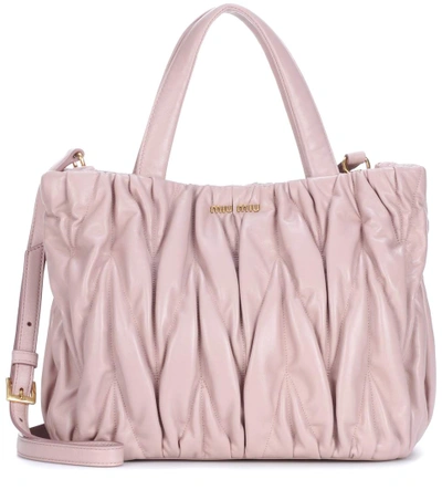 Miu Miu Leather Shoulder Bag In Pink
