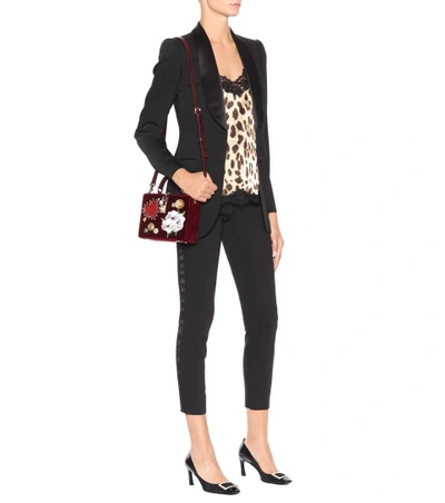 Shop Dolce & Gabbana Dolce Box Velvet Shoulder Bag In Dark Red
