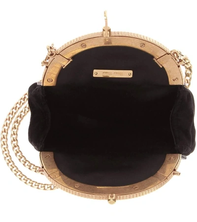 Shop Miu Miu Velvet Shoulder Bag In Eero