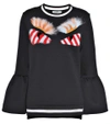 FENDI FUR-EMBELLISHED COTTON-BLEND SWEATSHIRT,P00273033