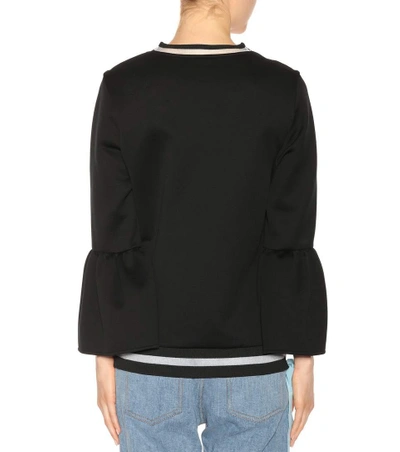 Shop Fendi Fur-embellished Cotton-blend Sweatshirt In Black