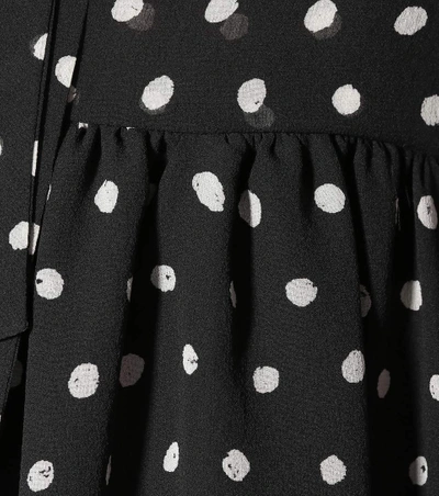Shop Saint Laurent Printed Silk Minidress In Black