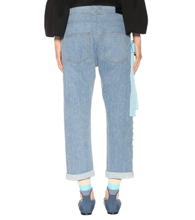 Shop Fendi Cropped Jeans In Light Llue