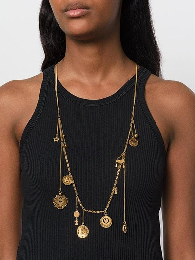 Shop Chloé Coin Charm Strand Necklace In Metallic