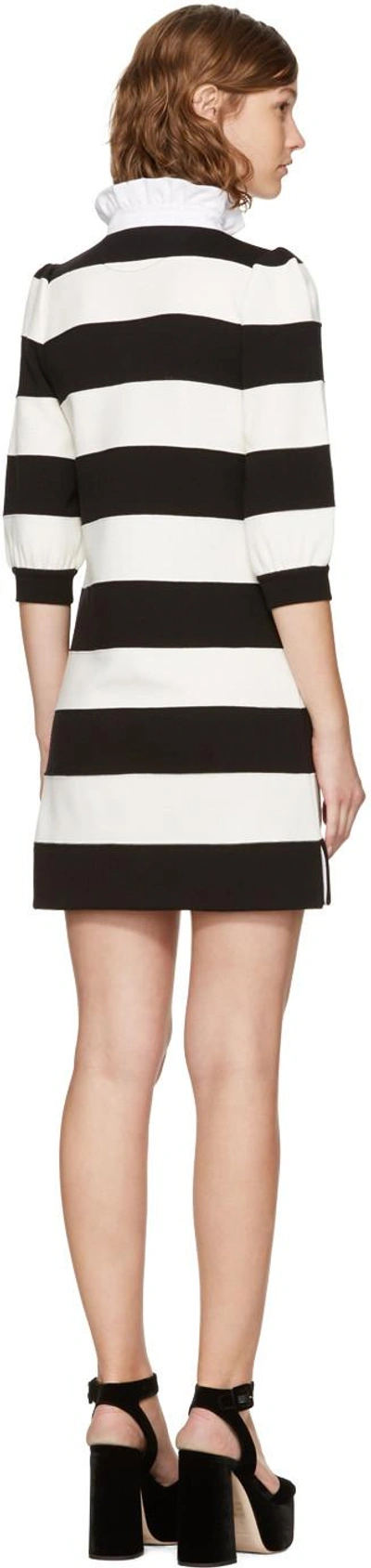 Shop Marc Jacobs Black & White Striped Puff Sleeve Dress