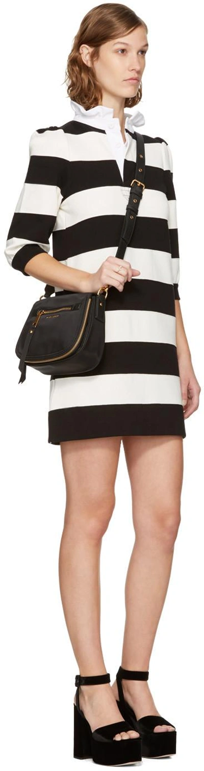 Shop Marc Jacobs Black & White Striped Puff Sleeve Dress