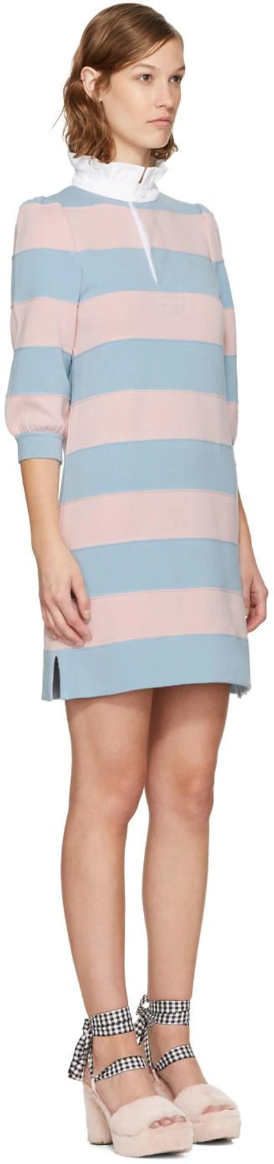 Shop Marc Jacobs Pink & Blue Striped Puff Sleeve Dress