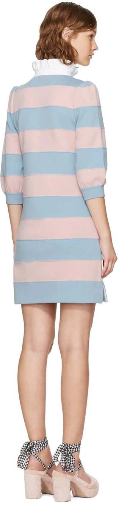 Shop Marc Jacobs Pink & Blue Striped Puff Sleeve Dress