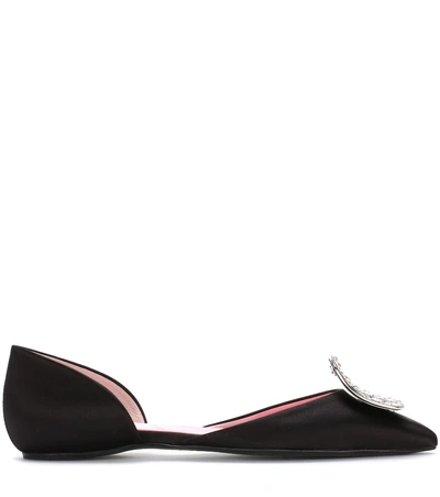 Shop Roger Vivier D'orsay Sexy Choc Satin Ballerinas In Black