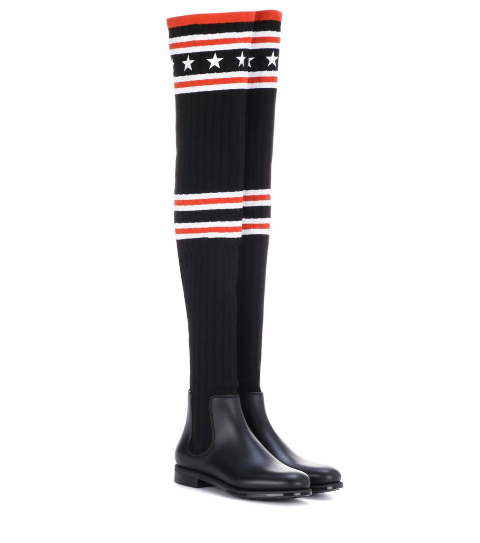 over the knee knitted rainboots in rubber