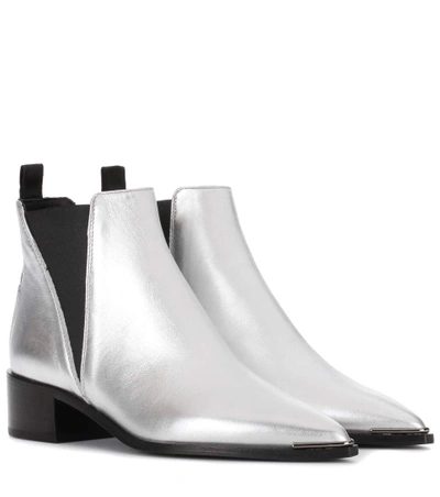 Shop Acne Studios Jensen Metallic Leather Ankle Boots In Silver