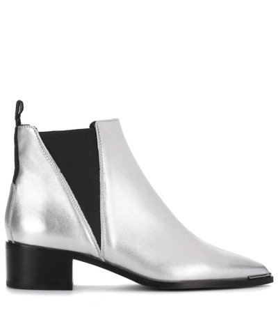 Shop Acne Studios Jensen Metallic Leather Ankle Boots In Silver