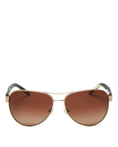 Shop Tory Burch Polarized Aviator Sunglasses, 60mm In Brown Gradient Polarized
