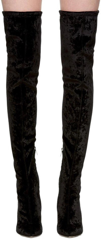 Shop Jimmy Choo Black Velvet Lorraine Over-the-knee Boots