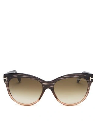 Shop Tom Ford Lily Polarized Sunglasses, 56mm In Melange Gray/gray Gradient