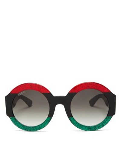 Shop Gucci Women's Oversized Round Sunglasses, 51mm In Red/green/gray Gradient