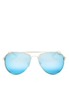 LE SPECS Drop Top Polarized Mirrored Aviator Sunglasses, 60mm,2569860BRUSHEDGOLD/ICEBLUEMIRRORPOLARIZED