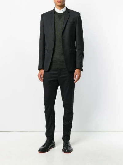 Shop Lanvin Zip Cuff Tailored Trousers In Black