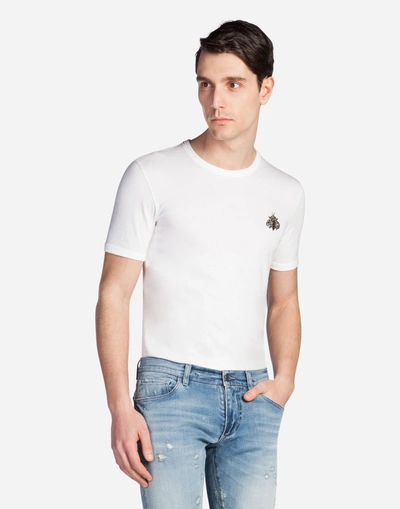 Dolce & Gabbana T-shirt In Cotton With Patch In White