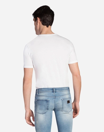 Shop Dolce & Gabbana T-shirt In Cotton With Patch In White