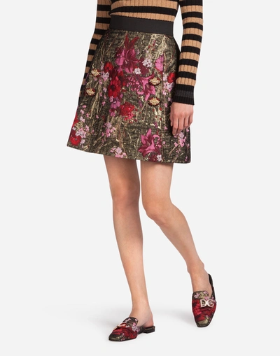 Shop Dolce & Gabbana Lurex Jacquard Skirt In Multicolor