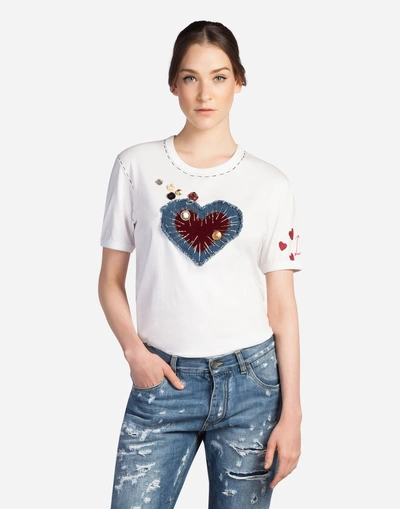 Dolce & Gabbana Cotton T-shirt With Embroidery In White