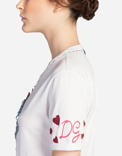 Shop Dolce & Gabbana Cotton T-shirt With Embroidery In White