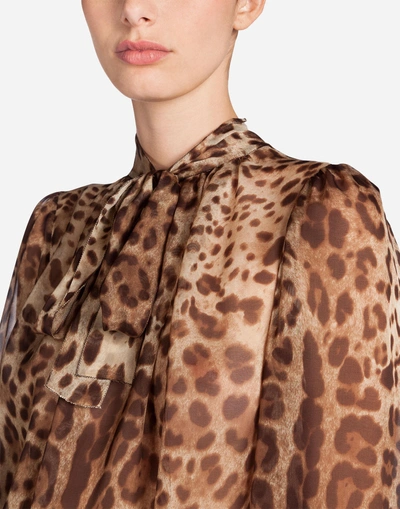 Shop Dolce & Gabbana Printed Silk Blouse In Leo Print