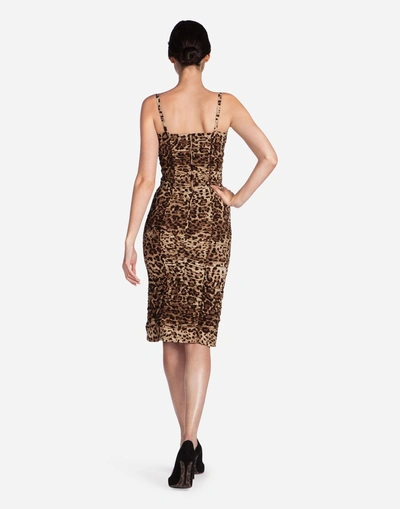 Shop Dolce & Gabbana Leopard Print Cady Dress In Leo Print
