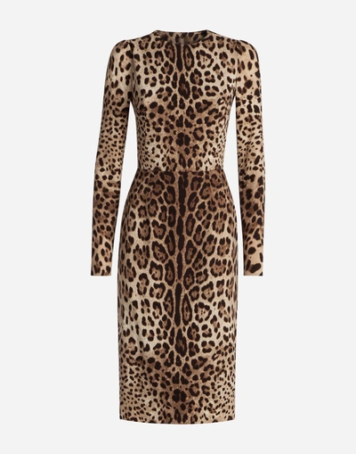 Shop Dolce & Gabbana Leopard Print Cady Dress In Leo Print