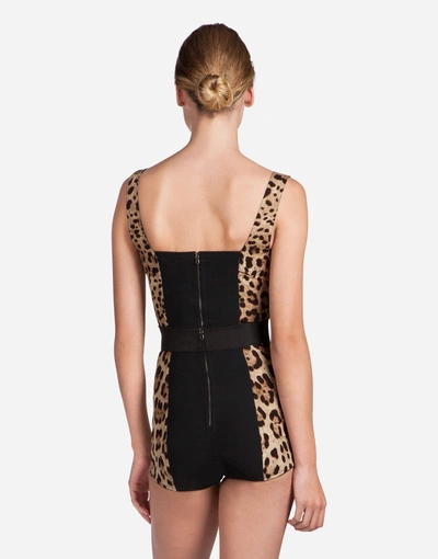 Shop Dolce & Gabbana Leopard Print Cady Bustier In Leo Print