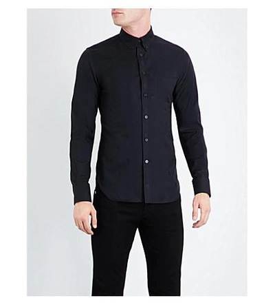 Shop Alexander Mcqueen Skull-pattern Slim-fit Cotton Shirt In Black