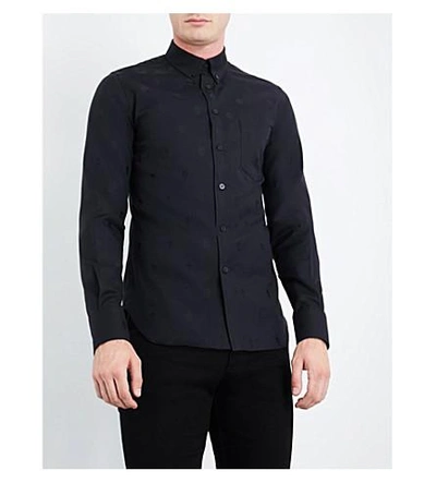 Shop Alexander Mcqueen Skull-pattern Slim-fit Cotton Shirt In Black