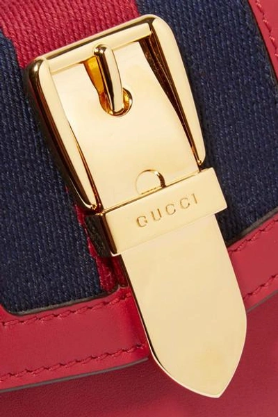 Shop Gucci Sylvie Canvas-trimmed Leather Wallet