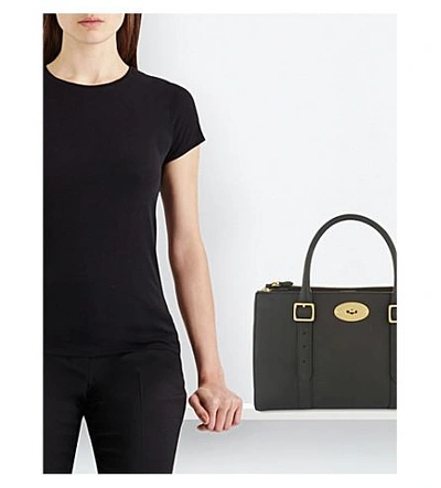 Shop Mulberry Bayswater Medium Grained Leather Tote In Black
