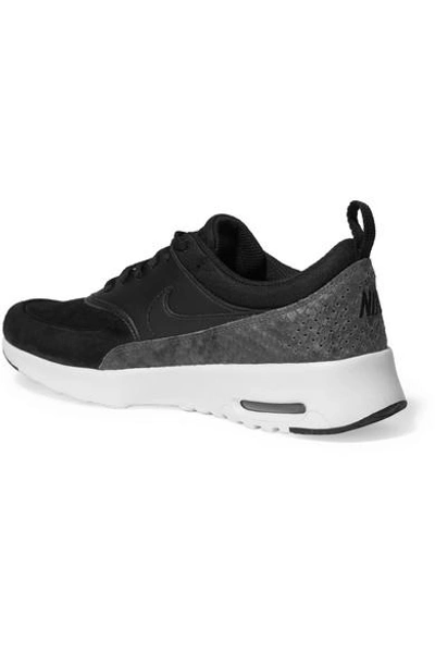 Shop Nike Air Max Thea Suede, Smooth And Snake-effect Leather Sneakers In Black